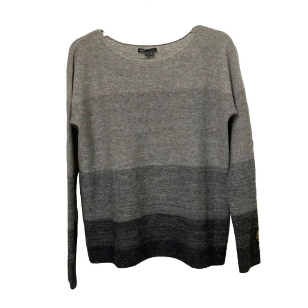 Vince Gray Cashmere Knit Womens Size Small Ombre Gradient Long Sleeves